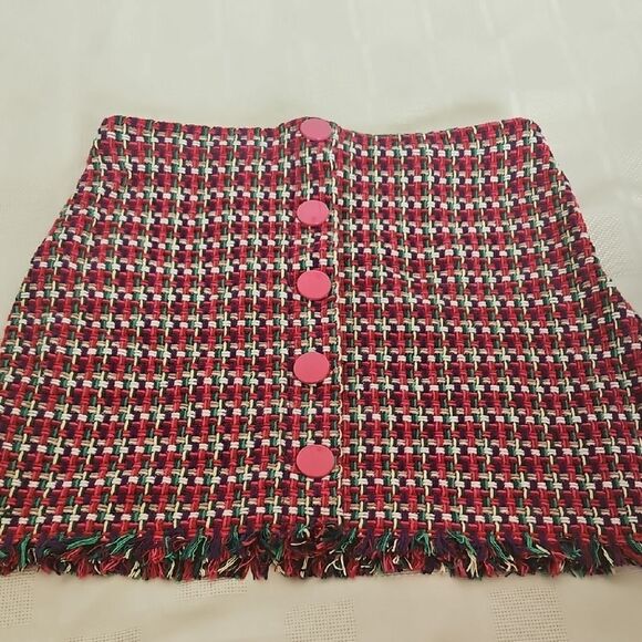 Zara Red and White Embellished Pencil Mini Skirt - Picture 13 of 16